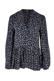 Product shot of the Lexton Blouse in colour Floral (Black), from the front