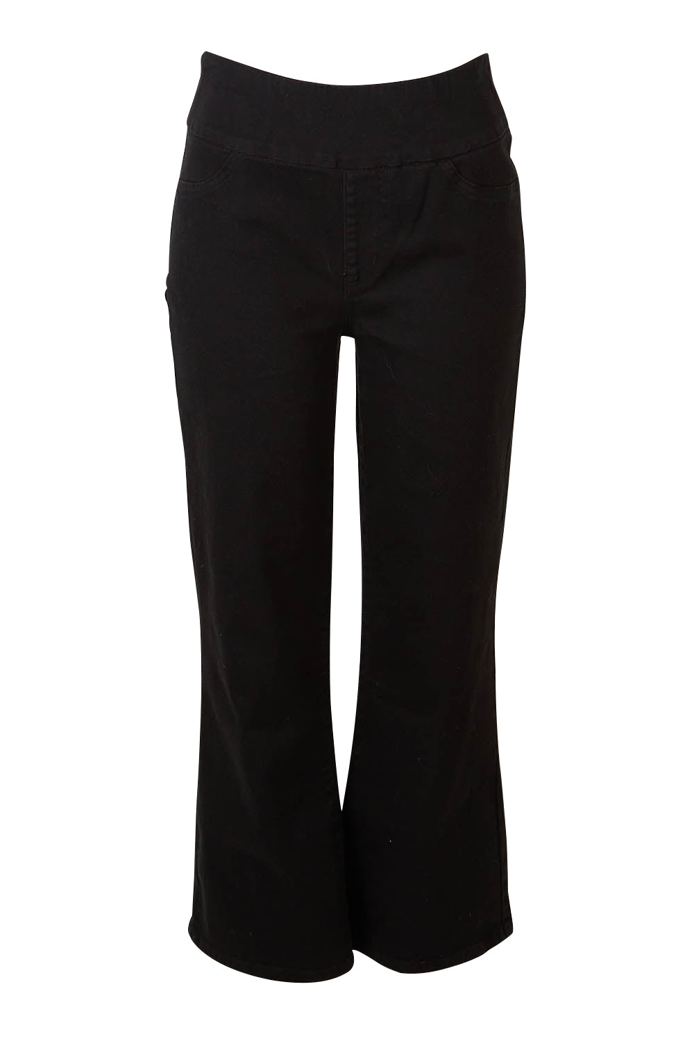 Product shot of the Nicola Bootleg Jean in colour Black (Black), from the front