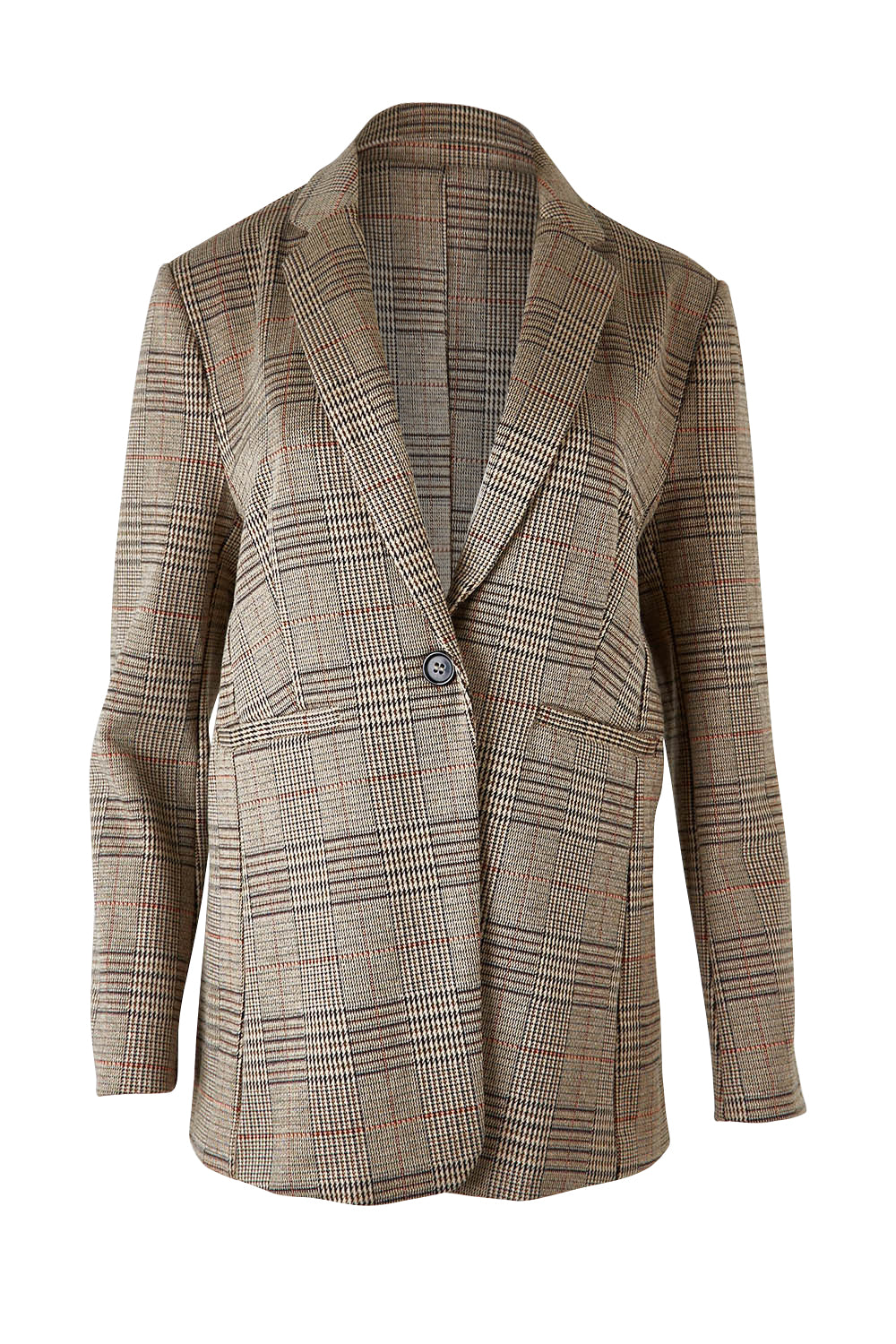 Product shot of the Portsea Blazer in colour Mochaplaid, from the front