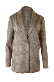 Product shot of the Portsea Blazer in colour Mochaplaid, from the front