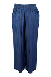 Product shot of the Emily Pant in colour Bluehaze (Blue), from the back
