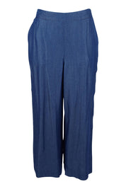Product shot of the Emily Pant in colour Bluehaze (Blue), from the front
