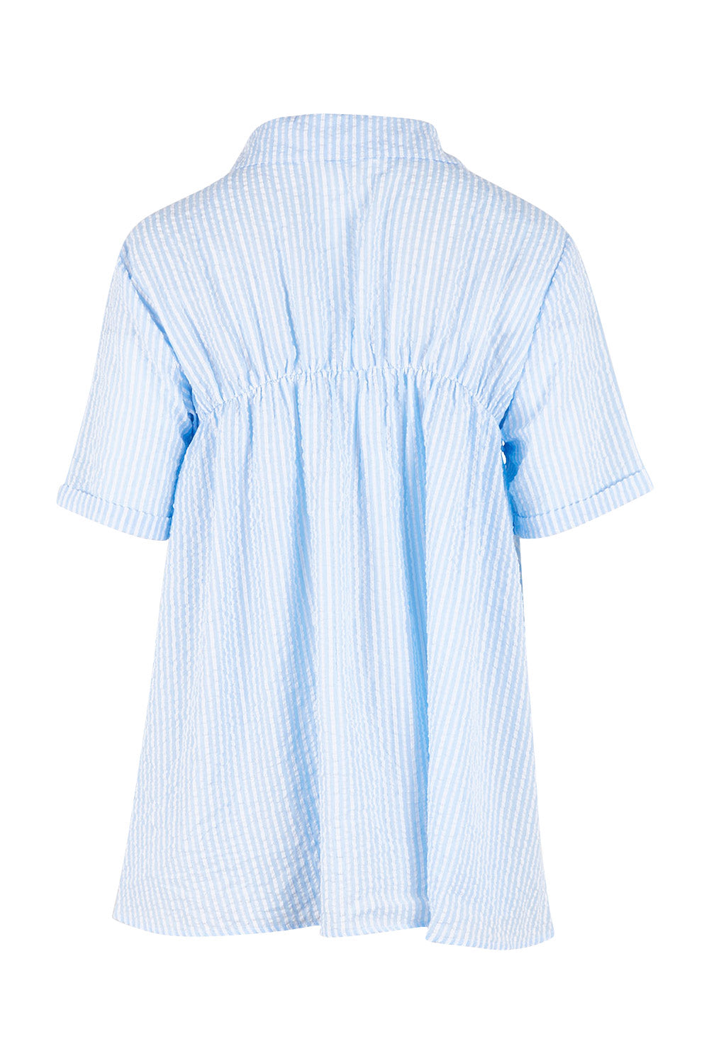 Product shot of the Sydney Smock Shirt in colour Blueseer (Blue), from the back