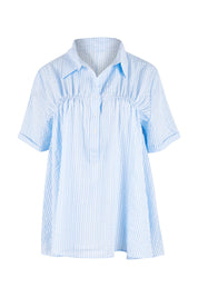 Product shot of the Sydney Smock Shirt in colour Blueseer (Blue), from the front