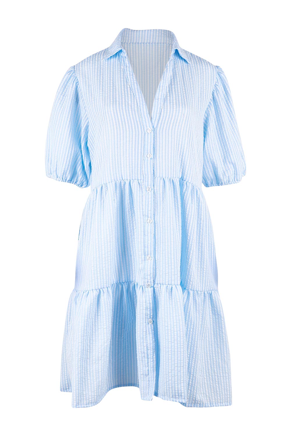 Product shot of the Hayley Dress in colour Blue, from the front