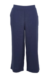 Product shot of the Lulu Cotton Pant in colour Navy (Blue), from the front