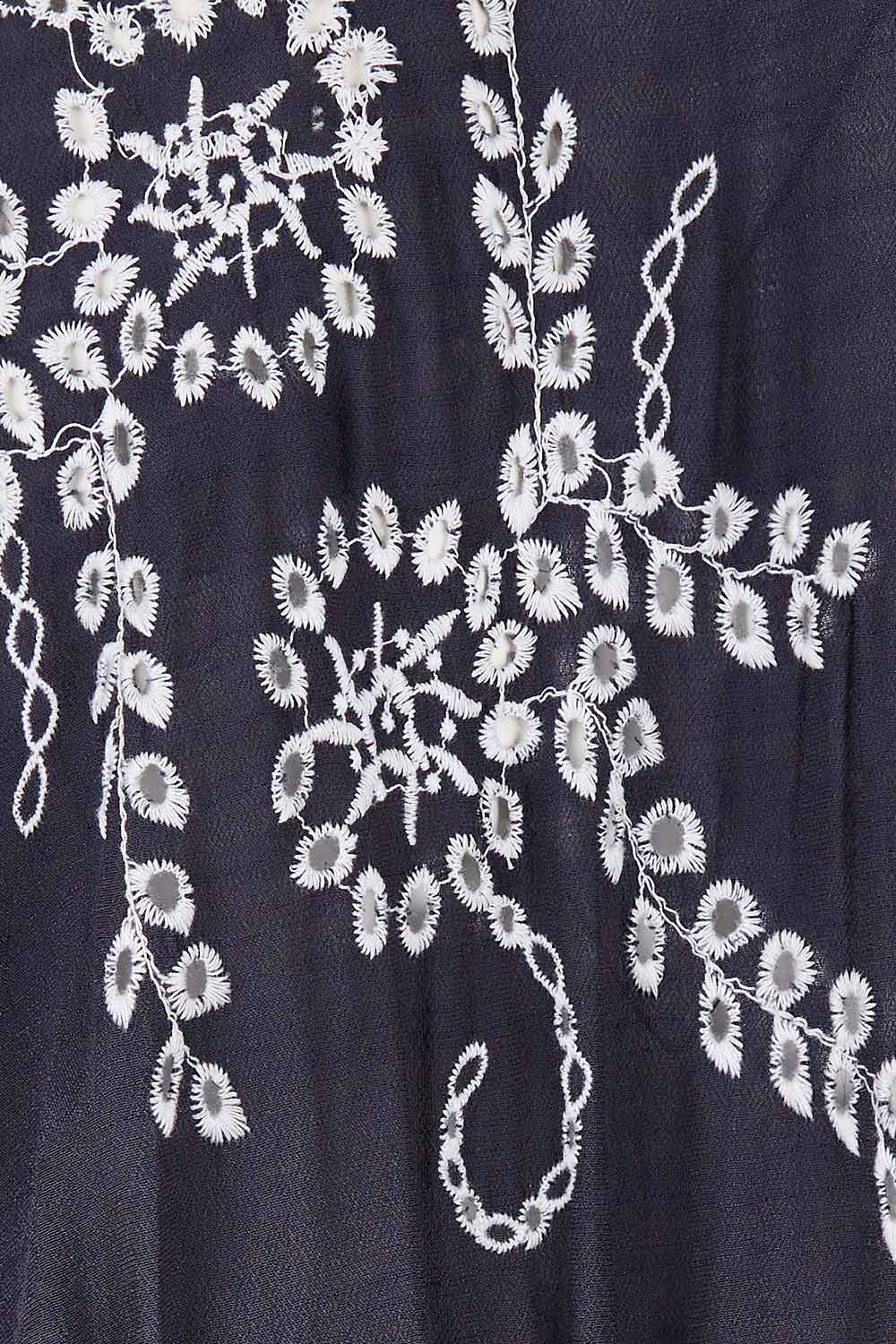 Preloved Embroidery Shirt Dress - Navy