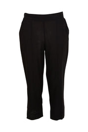 Product shot of the Positano Linen Pant in colour Black (Black), from the front