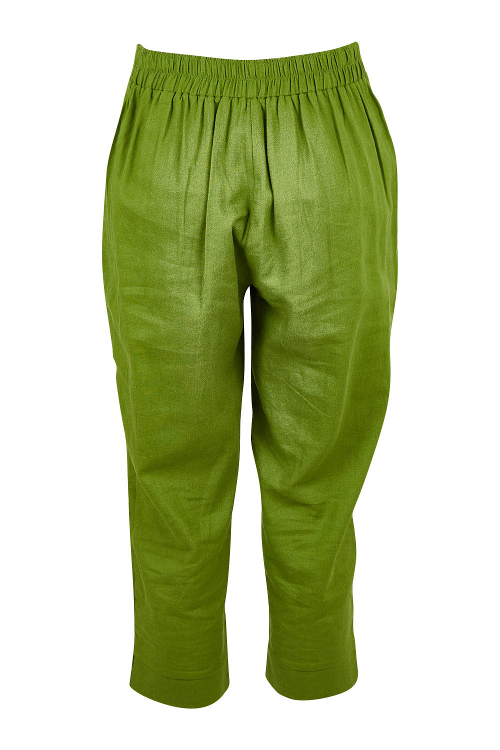 Product shot of the Positano Linen Pant in colour Lemongrass (Green), from the back
