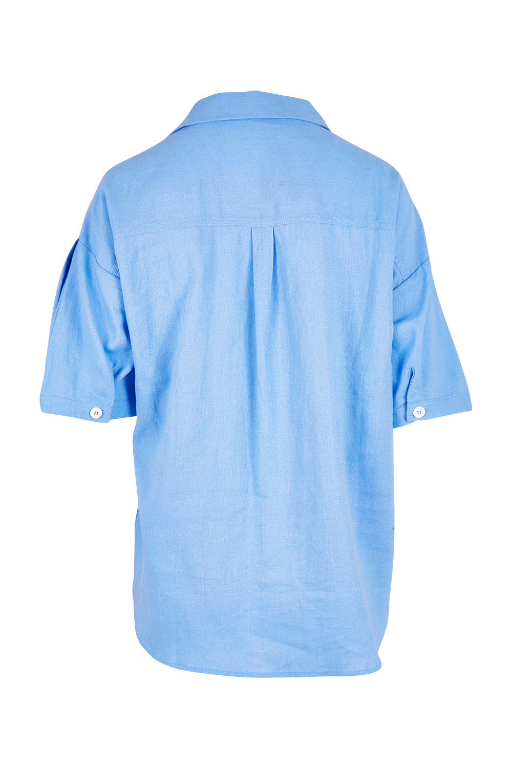 Product shot of the Catania Linen Shirt in colour Cornflower (Blue), from the back