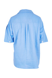 Product shot of the Catania Linen Shirt in colour Cornflower (Blue), from the back