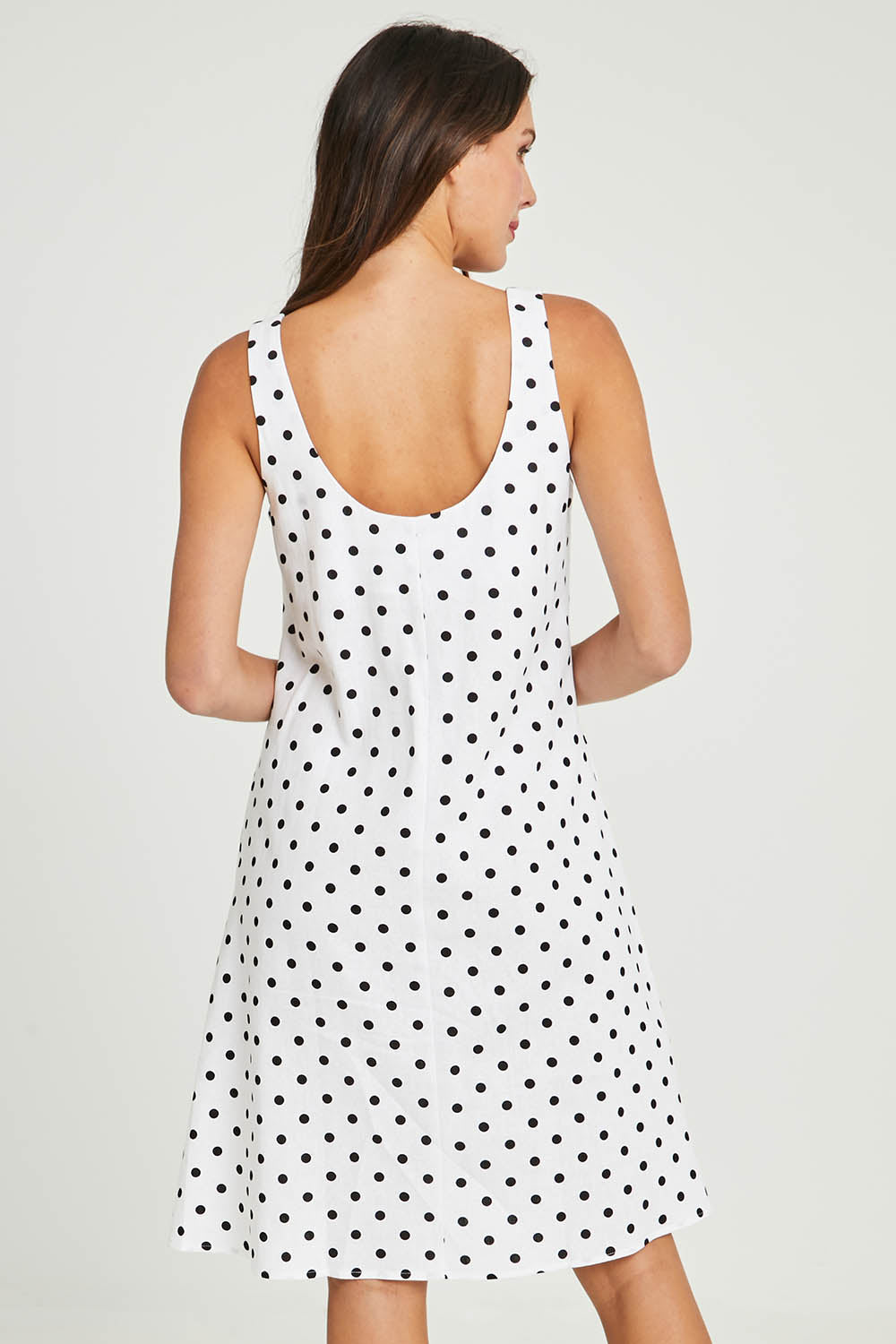 Preloved Sicily Linen Dress - Polkadot