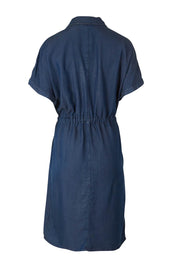 Product shot of the Debra Lyocell Denim Shirt Dress in colour Darkdenim (Blue), from the back