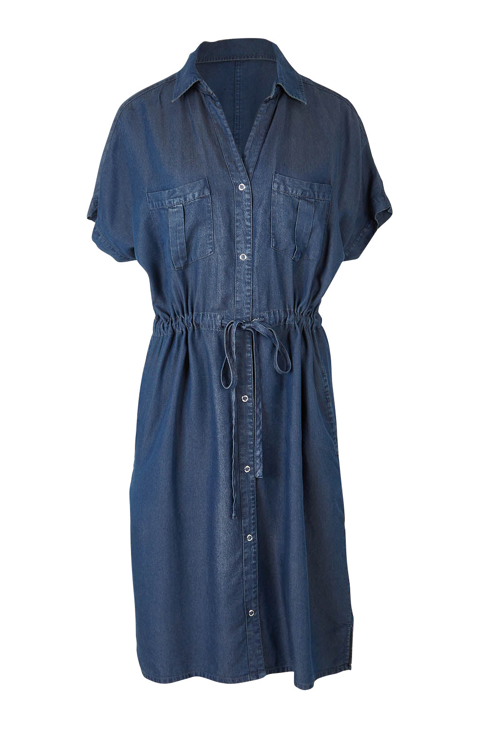 Product shot of the Debra Lyocell Denim Shirt Dress in colour Darkdenim (Blue), from the front