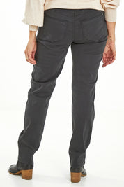 Model Sandy wearing size 10 of the Wynona Curve Jeans in colour Graphite (Black), from the back