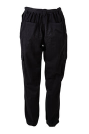 Product shot of the Canterbury Lyocell Cargo Pants in colour Charcoal (Black), from the back