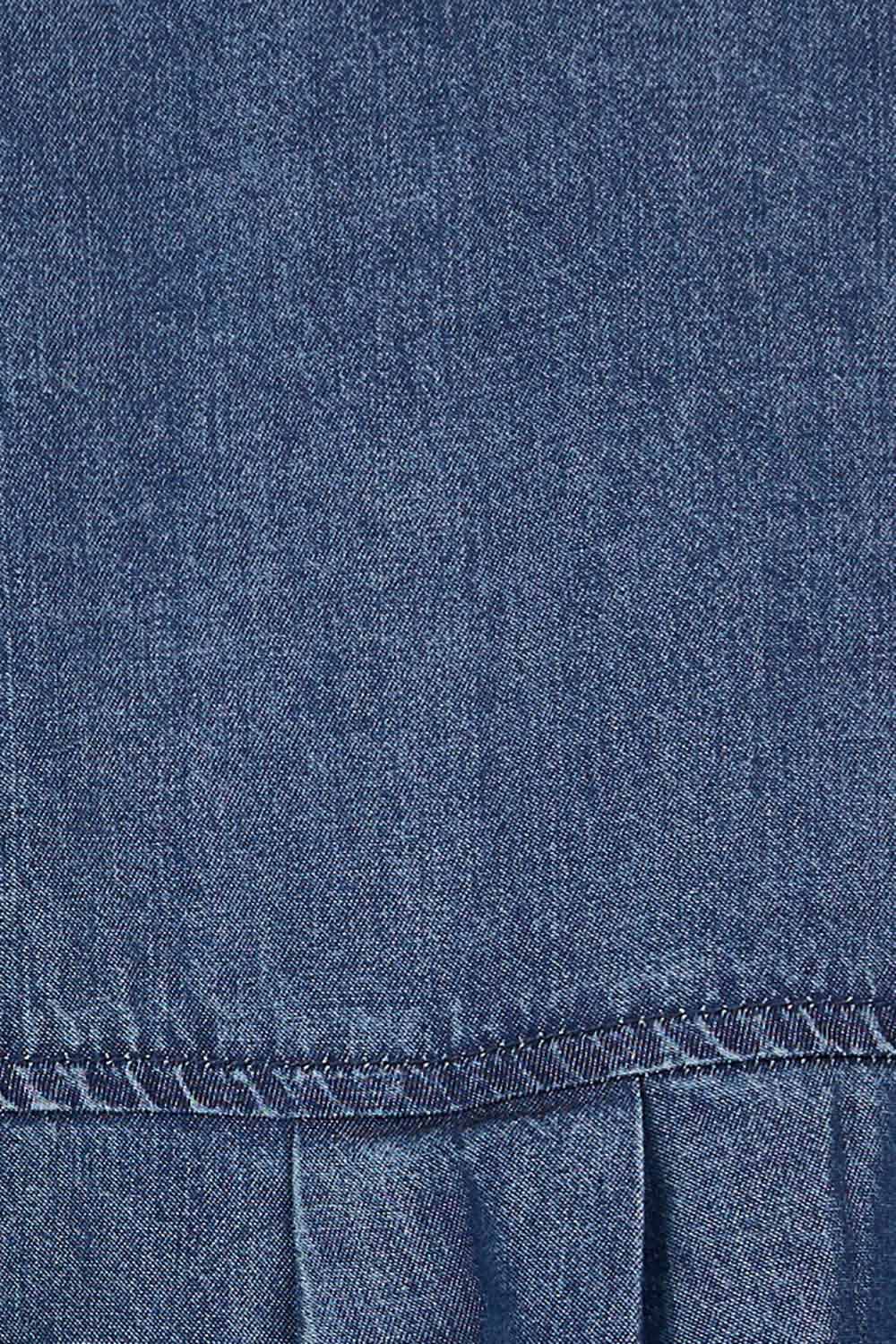 Product shot of the Carmen Pop Over Shirt in colour Darkdenim (Blue), detail