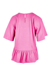 Product shot of the Cassandra Top in colour Azalea (Pink), from the back