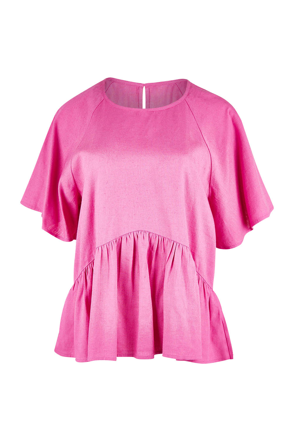 Product shot of the Cassandra Top in colour Azalea (Pink), from the front