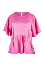 Product shot of the Cassandra Top in colour Azalea (Pink), from the front