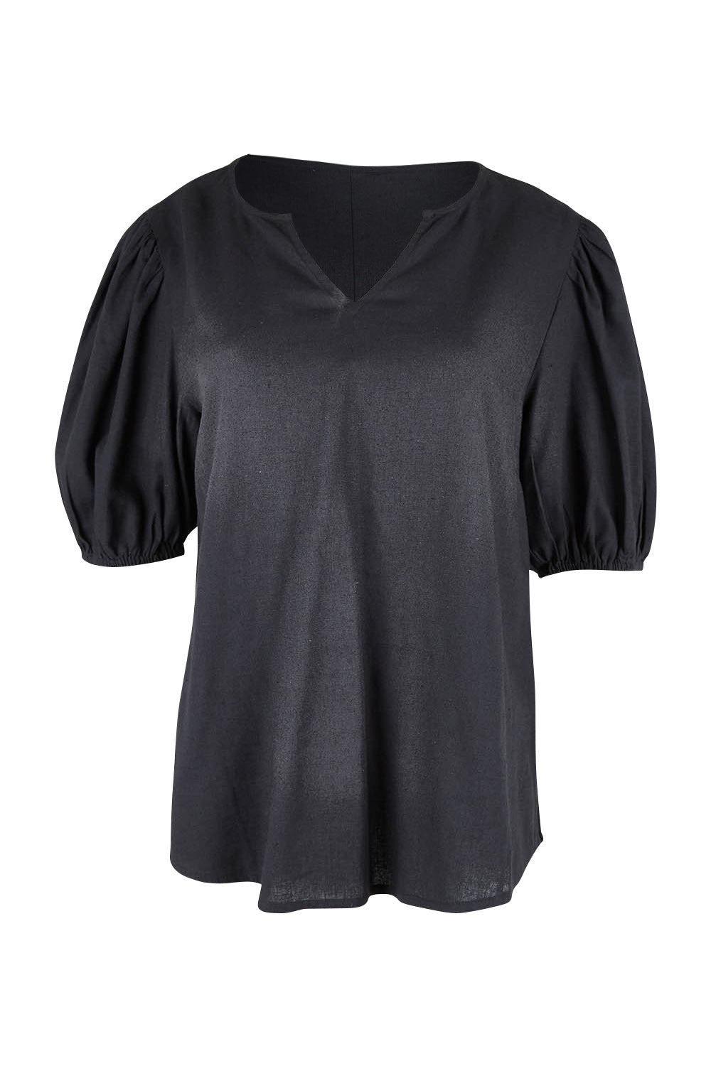 Product shot of the Alba Blouse in colour Coal (Black), from the front