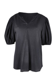 Product shot of the Alba Blouse in colour Coal (Black), from the front