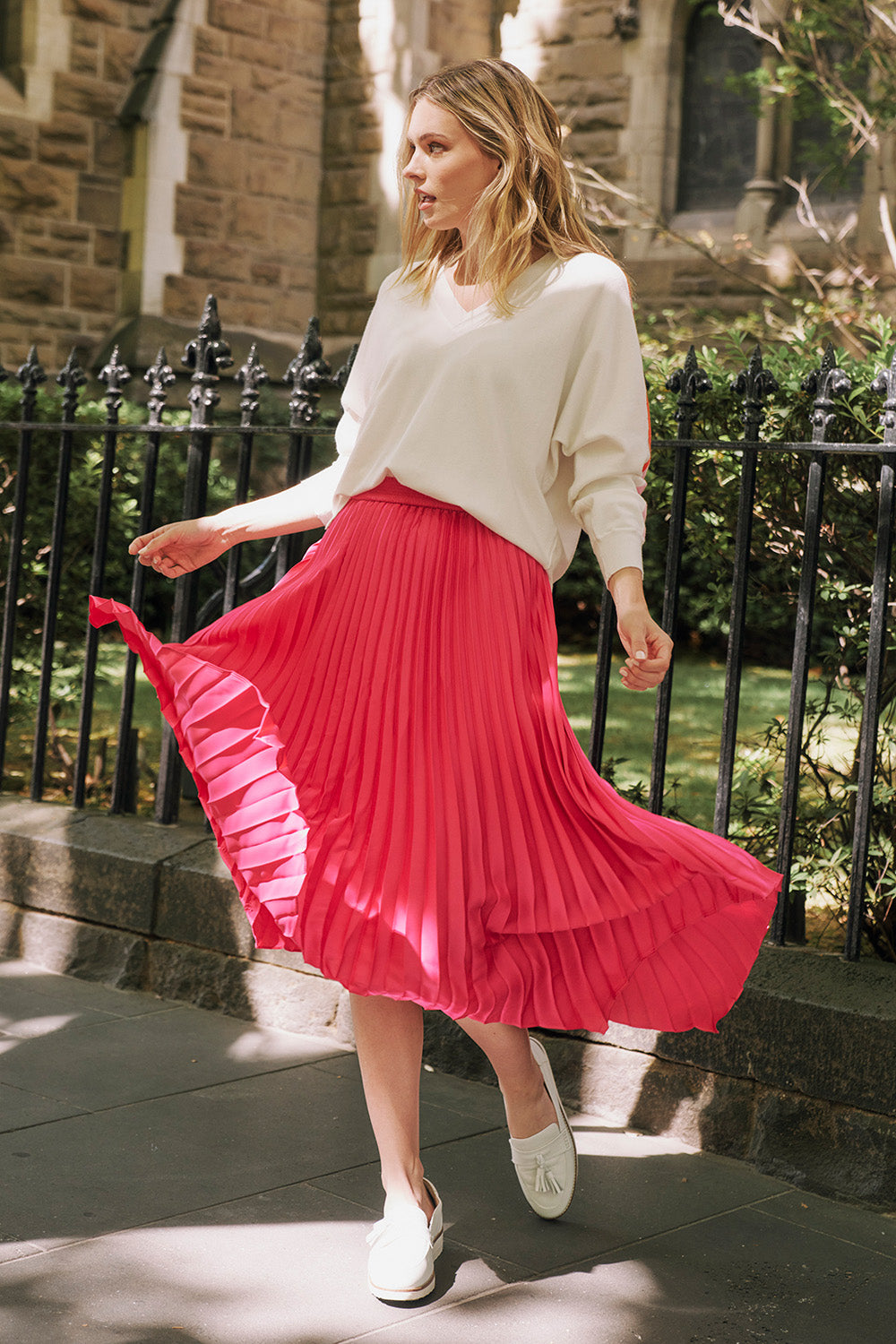 Preloved Louis Pleated Skirt - Peonypink