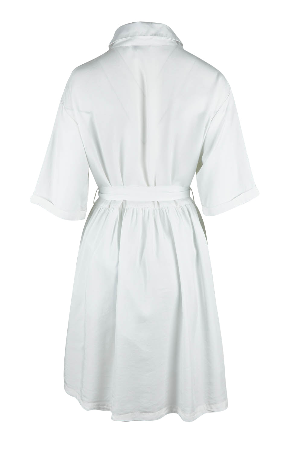 Product shot of the Miley Lyocell Shirt Dress in colour White (White), from the back