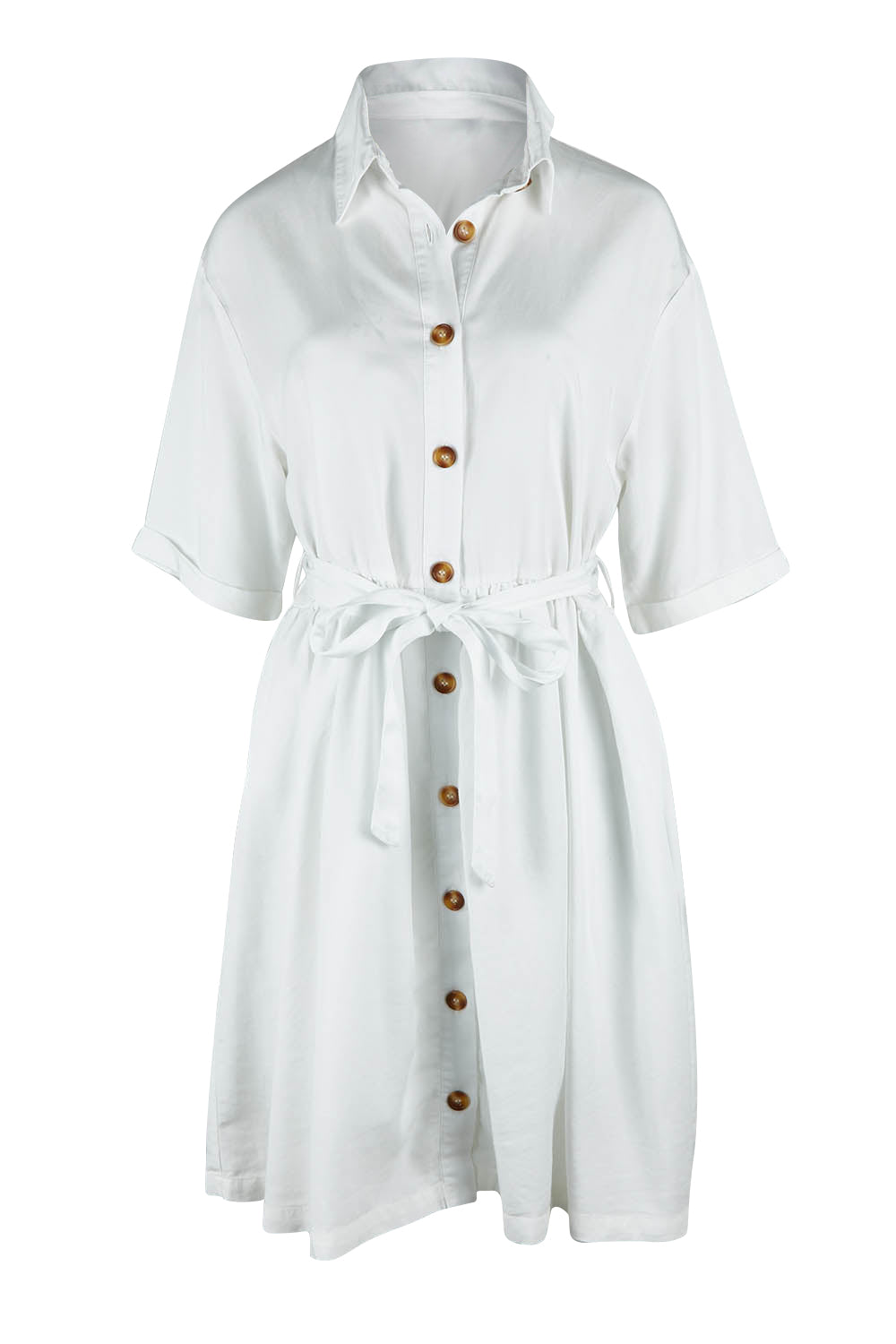 Product shot of the Miley Lyocell Shirt Dress in colour White (White), from the front