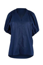 Product shot of the Juliet Blouse in colour Navy (Blue), from the front