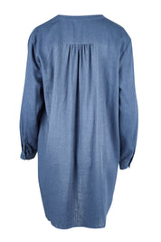 Product shot of the Beach Tunic Shirt in colour Blue (Blue), from the back
