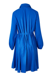 Product shot of the Jada Dress in colour Irisblue (Blue), from the back