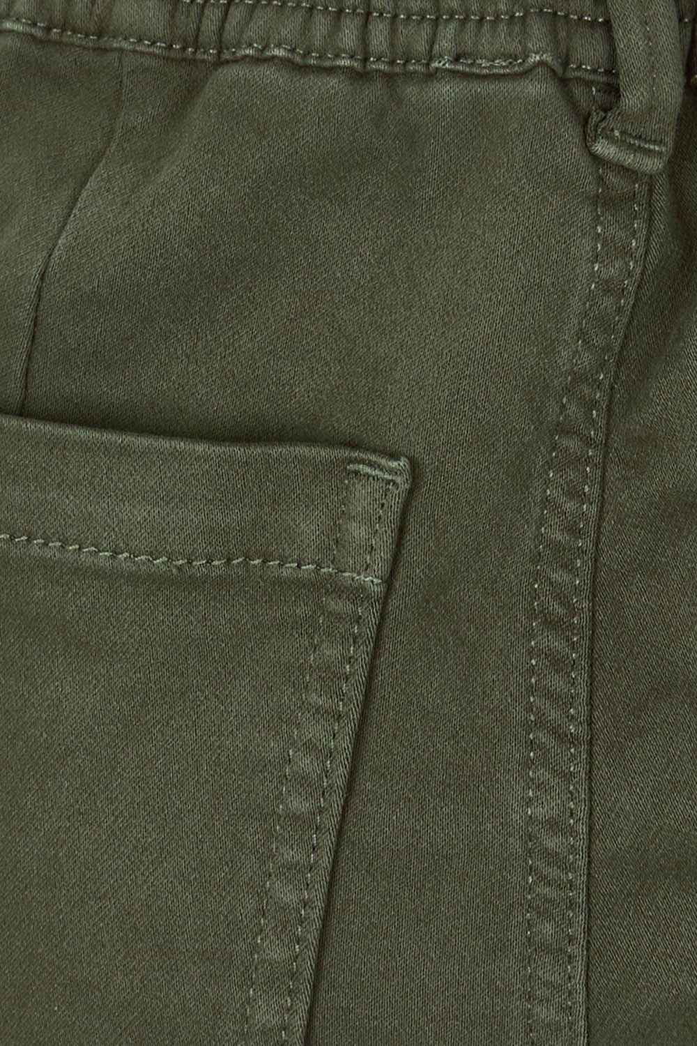 Product shot of the Roxette Stretch Chino Jogger in colour Khaki (Green), detail