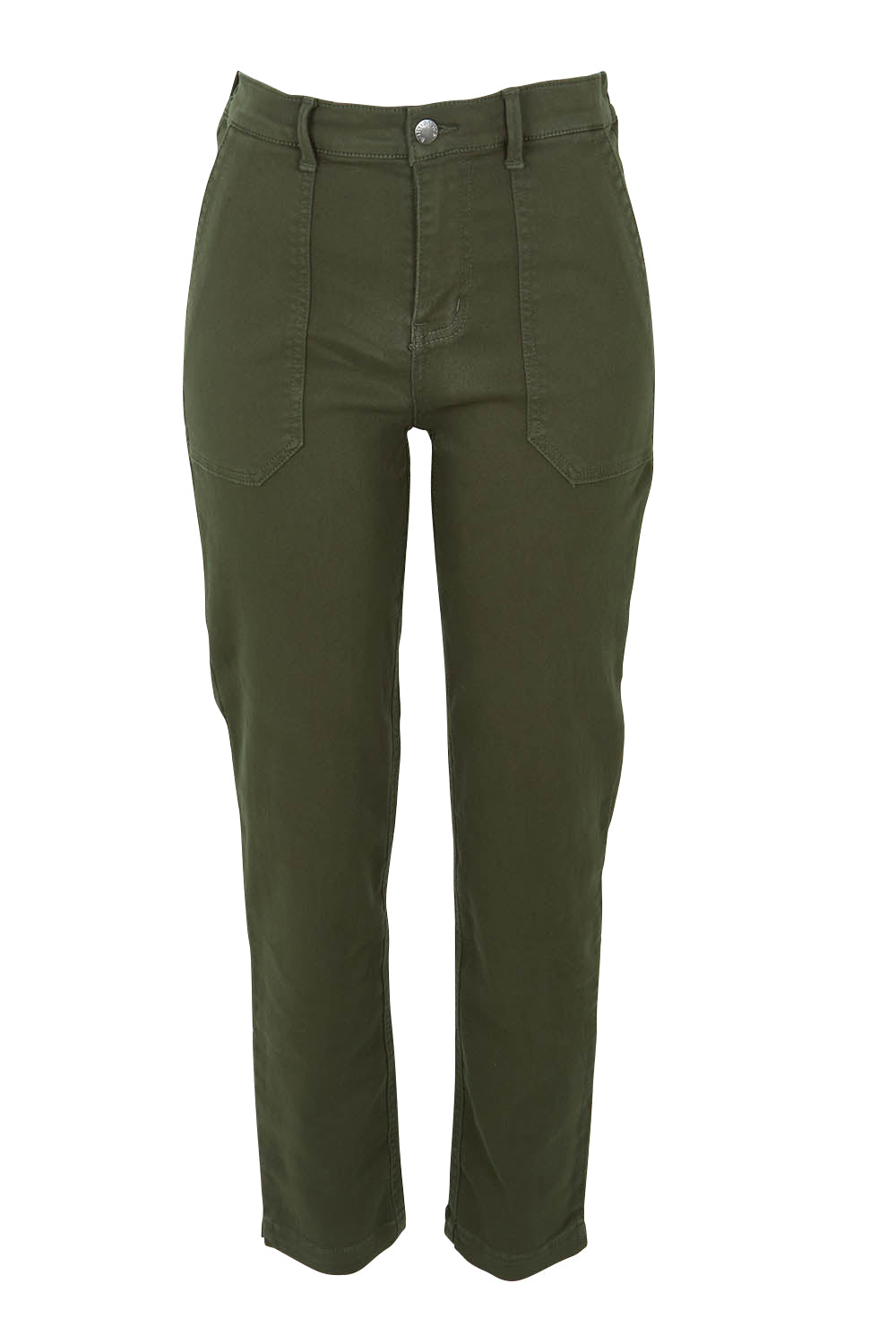 Product shot of the Roxette Stretch Chino Jogger in colour Khaki (Green), from the front