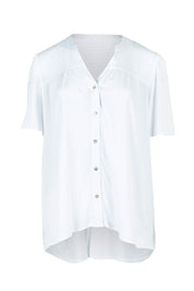 Product shot of the Sandy Shirred Blouse in colour White (White), from the front