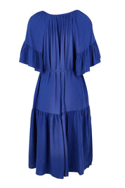 Product shot of the Bella Dress in colour Blue (Blue), from the back