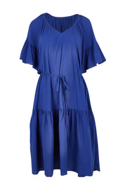 Product shot of the Bella Dress in colour Blue (Blue), from the front