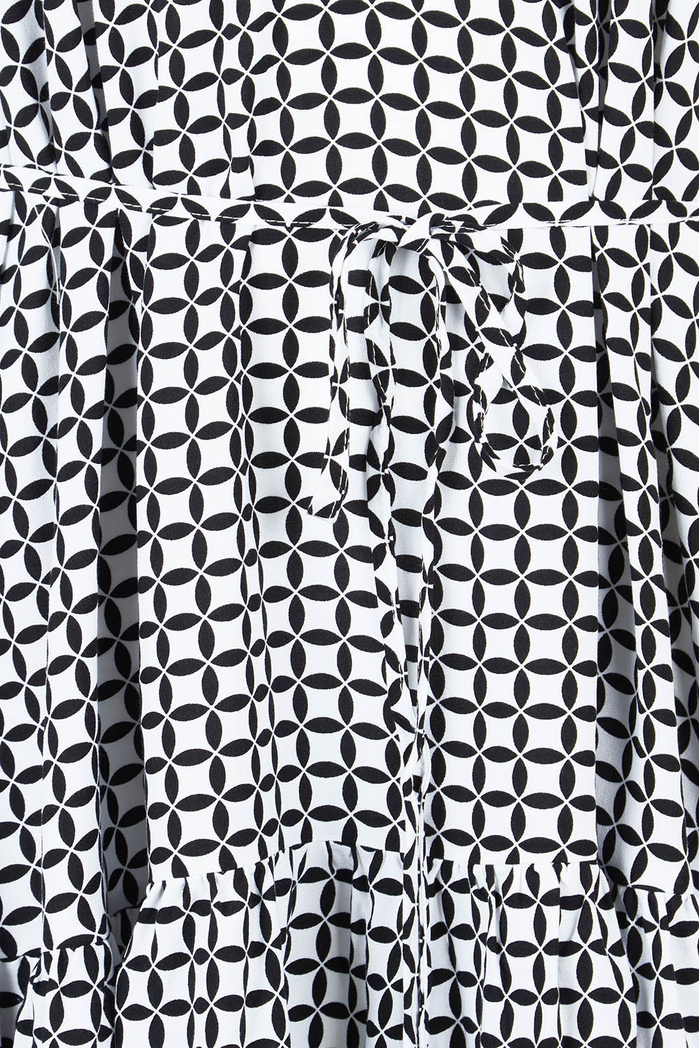 Product shot of the Bella Dress in colour Geometric (Black), detail
