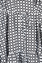 Product shot of the Bella Dress in colour Geometric (Black), detail