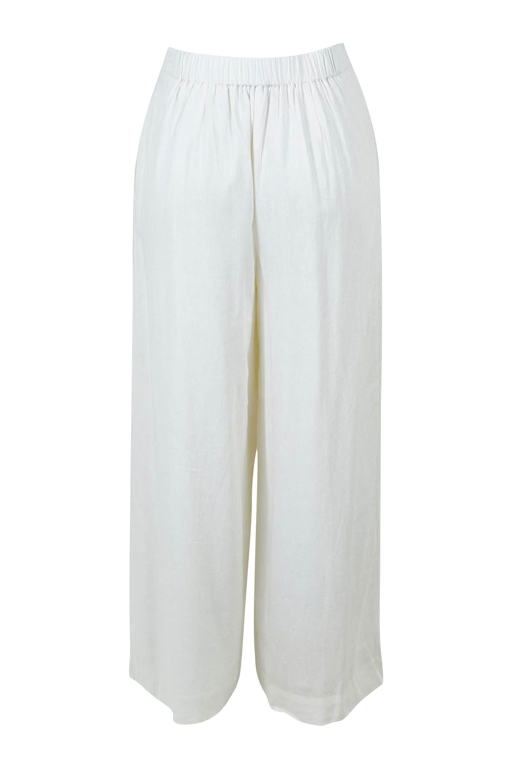 Product shot of the Aspen Linen Blend Palazzo Pant in colour White (White), from the back