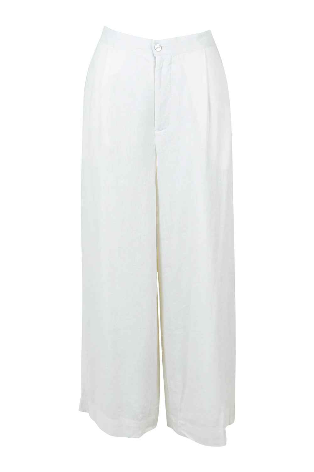 Product shot of the Aspen Linen Blend Palazzo Pant in colour White (White), from the front