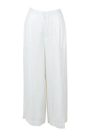 Product shot of the Aspen Linen Blend Palazzo Pant in colour White (White), from the front