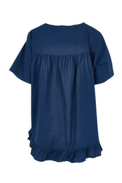 Product shot of the Candice Cotton Blouse in colour Frenchblue (Blue), from the back