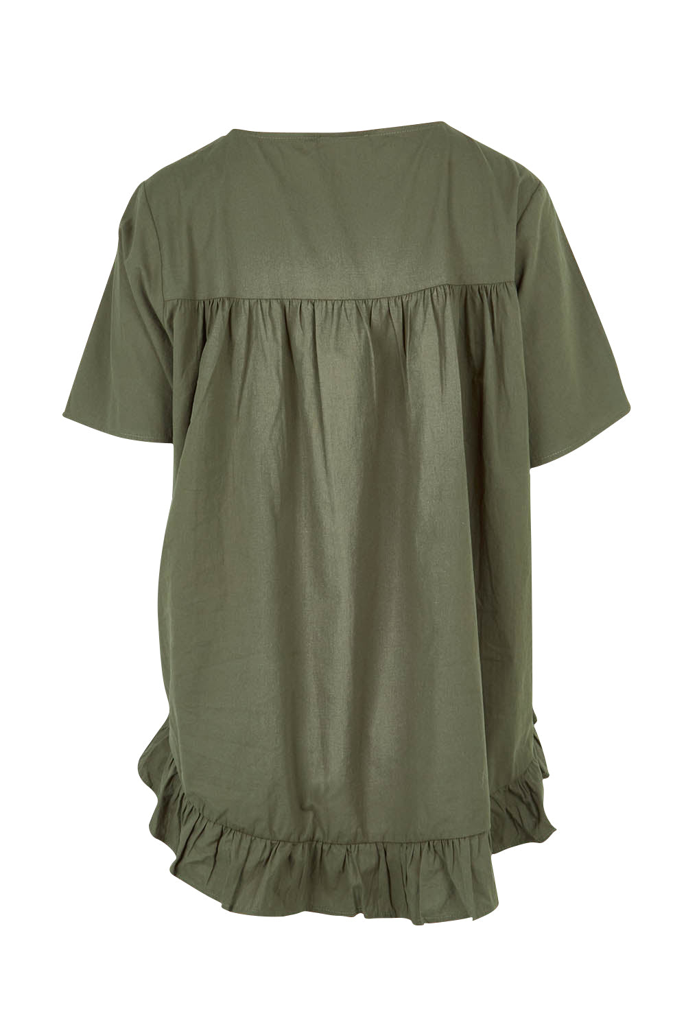 Product shot of the Candice Cotton Blouse in colour Olivbranch (Green), from the back