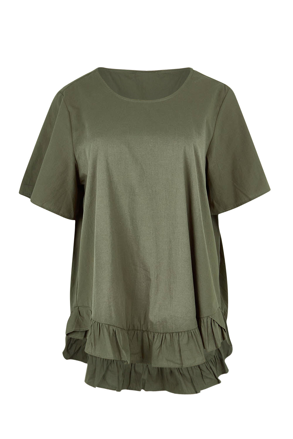 Product shot of the Candice Cotton Blouse in colour Olivbranch (Green), from the front
