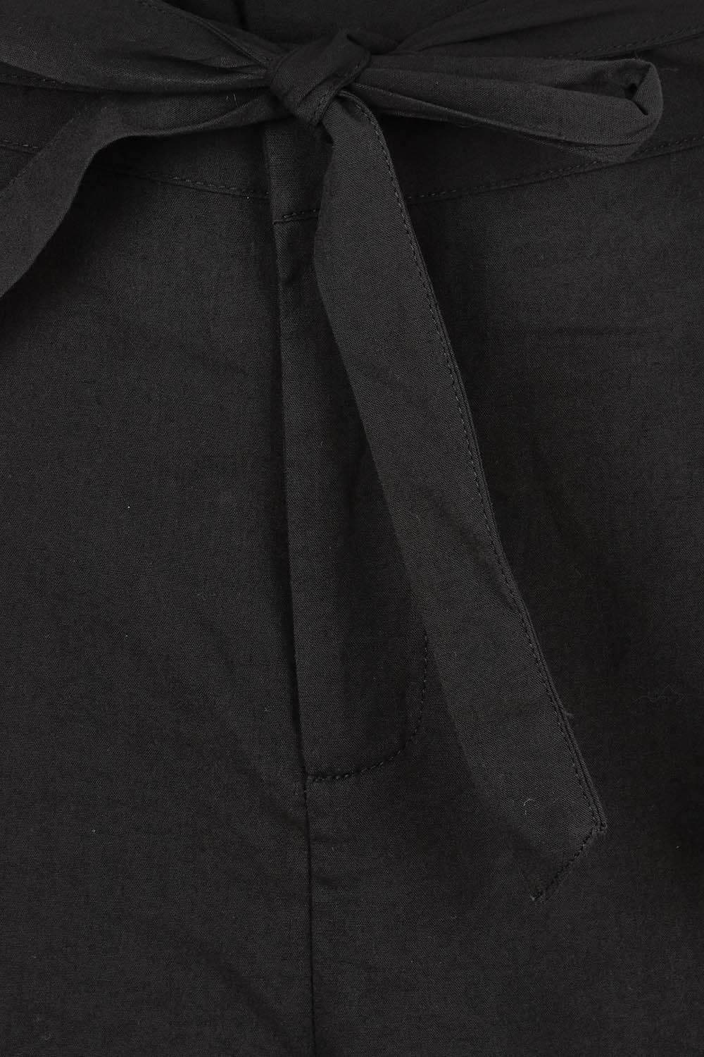 Product shot of the Cabo Cotton Crop Pant in colour Black (Black), detail