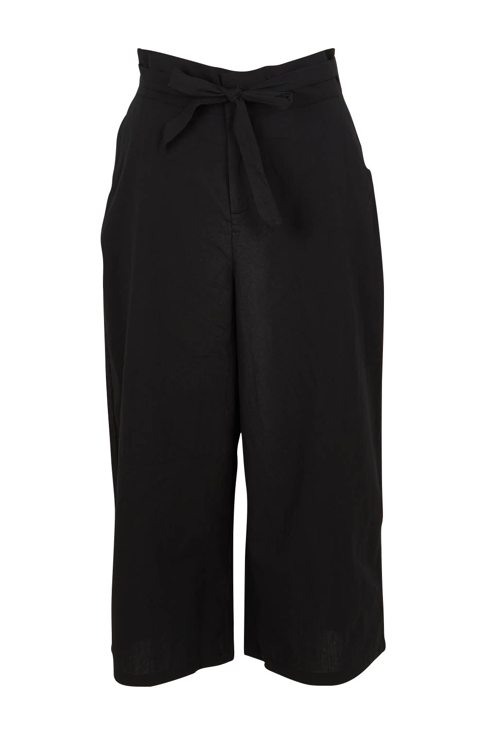 Product shot of the Cabo Cotton Crop Pant in colour Black (Black), from the front