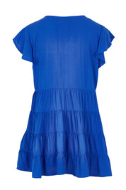Product shot of the Danica Frill Top in colour Cobalt (Blue), from the back