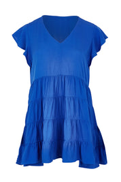 Product shot of the Danica Frill Top in colour Cobalt (Blue), from the front