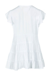 Product shot of the Danica Frill Top in colour White (White), from the back